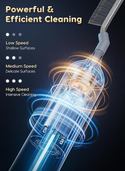 Reciprocating Deep-Clean Brush - Powered by Back-and-Forth Scrubbing Action & LED Light, 3-Speed 2-in-1 Hard and V-Shaped Bristles for Grout, Kitchen, Bathroom, Car, Pet Areas