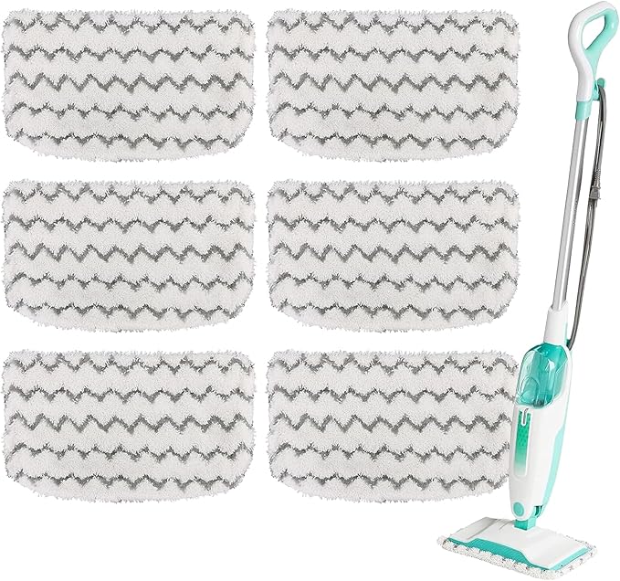 6 Pack Thickened Steam Mop Replacement Pads, Durable Microfiber Mop Pads Compatible with Shark S1000/S1000A/S1000C/S1000WM/S1001C, Washable Pads for Pet Owners and Families with Kids