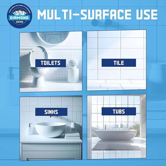 Diamond Shine Power Scrubber - Electric Spin Scrubber - Rotary Powered Scrubbing Brush - Grout, Tile, Floors, Bathtubs, Showers, Sinks, Toilets - 3 Brush Heads