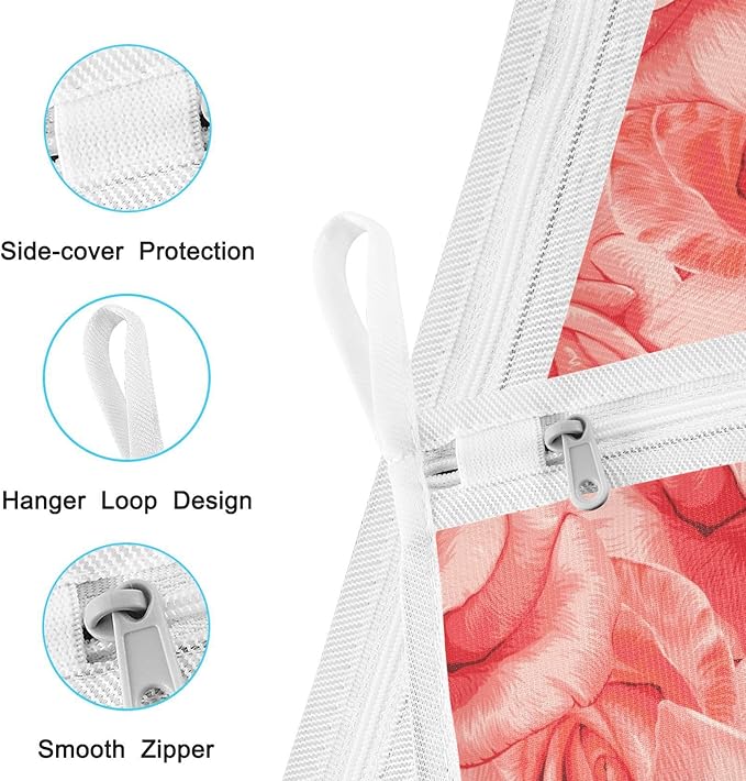 Mesh Laundry Bags Lingerie Bags for Washing Delicates 2 PCS Wash Bag with Zipper Small and Medium Washable Red Roses