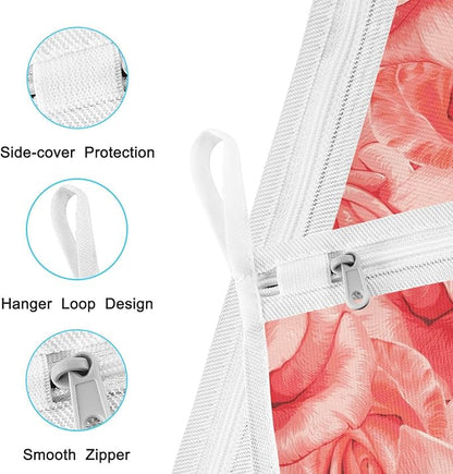 Mesh Laundry Bags Lingerie Bags for Washing Delicates 2 PCS Wash Bag with Zipper Small and Medium Washable Red Roses