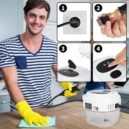 Steam Cleaner for Home, Steamer for Cleaning, 6-Level, 10s Heat-Up & 1.5L Tank, Handheld Steam Cleaner for Car Detailing, Home, Tile, Grout, Furniture