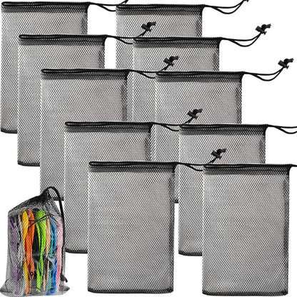 GXXMEI 10PCS 8X12inch Nylon Mesh Drawstring Bags with Cord Lock Closure Delicates Laundry Bag For Washing Machine Small Gym Bag for Basketball, Volleyball, Football, Golf Stuff Balls