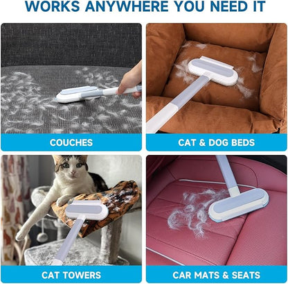 Pet Hair Remover, 4-in-1 Reusable Dog & Cat Hair Removal Tool – Extra Long Handle (23.4"), 2-Pack (Value Pack), Effective Lint Brush for Furniture, Couch, Carpet, Car Seats & Window Screens