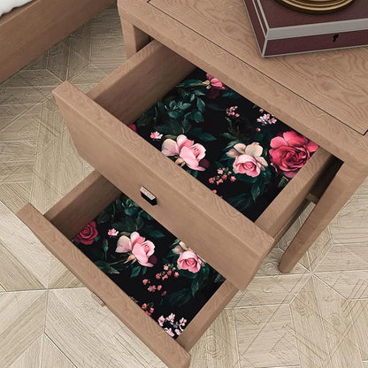 Fvlow Vintage Wallpaper Dark Floral Peel and Stick 17.4" x 394" Boho Contact Paper Waterproof Removable Wall Covering for Bedroom Kitchen Countertop Desk Home Decor