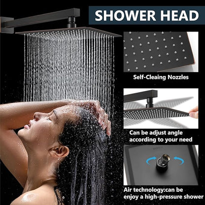 Aolemi Shower Faucet Set Rain Shower System with Handheld Spray Bathroom Shower Combo Rough-in Valve and Shower Trim Kit Included Oil Rubbed Bronze 16 Inch Wall Mount Shower Head