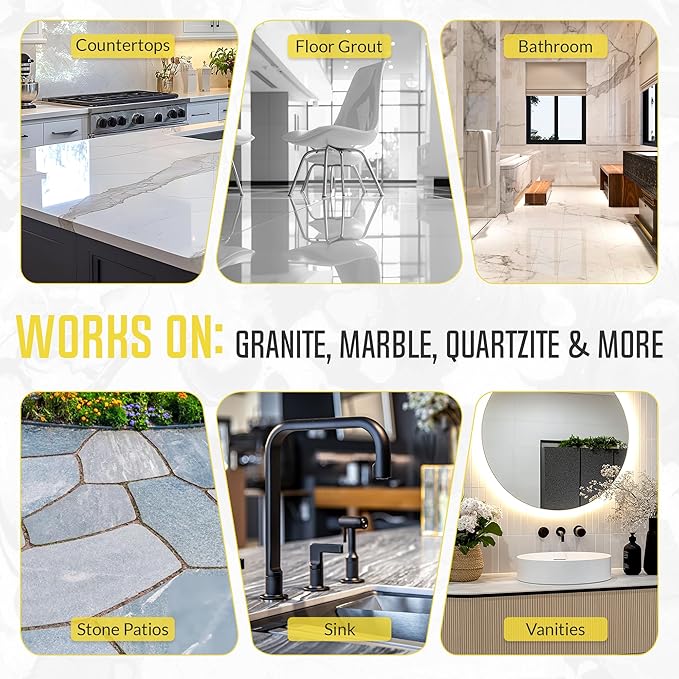 Rock Doctor Granite Sealer for Marble, Stone, and Tile Countertops, Streak-Free Finish with Stain Resistant Moisture Protection, Interior and Exterior Use, Pack of 1