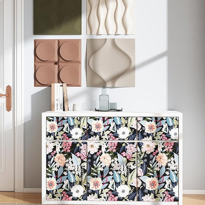 Timeet Vintage Floral Peel and Stick Wallpaper Boho Floral Contact Paper 17.3" x 200" Flower Wallpaper Peel and Stick Self Adhesive Removable Wall Paper for Cabinets Bedroom Wall Decor