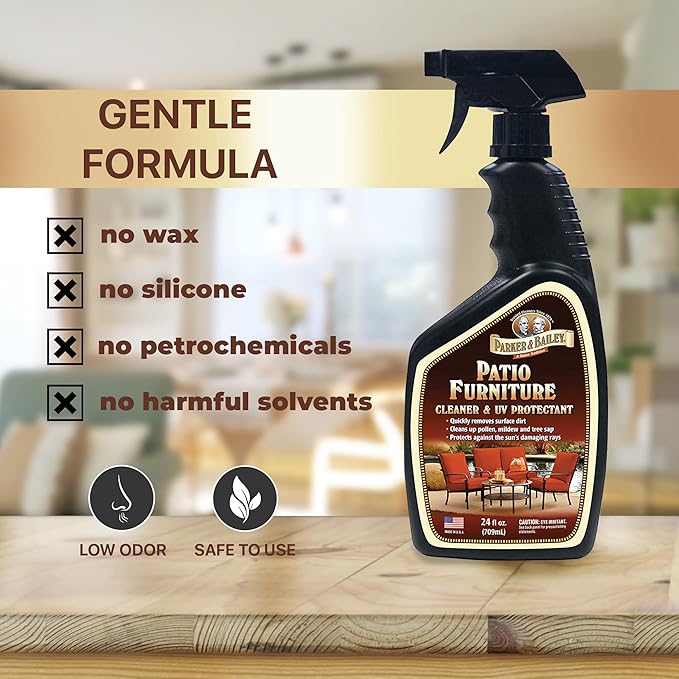 Parker & Bailey Patio Furniture Cleaner Spray – Outdoor Furniture & Cushion Cleaner with UV Protectant, Fabric & Upholstery Stain Remover