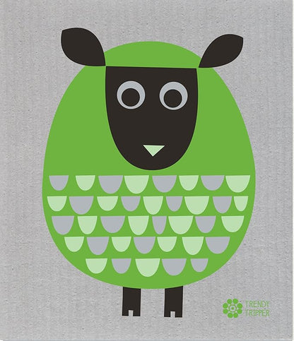 Trendy Tripper 2-Pk Earth-Friendly Reusable COMPOSTABLE ECO Sponge Cloth | AKA Swedish Dishcloth by Jenn Ski (2-Pk Bright Green on Grey)