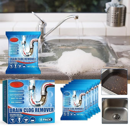 Drain Clog Remover 6 Packs Fast Acting Drain Cleaner Powders for Kitchen Sink Bathroom Shower Bathtub Powerful Pipe Unclogger Clears Hair Grease Safe for Pipes 2025
