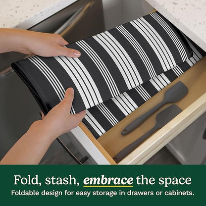 Cuisinart Dish Drying Mats for Kitchen Counter - (2) 16" x 18" Ultra Absorbent Kitchen Dish Drying Mat - Mesh Backing, Foldable, Machine Washable, Fast Drying Dish Mat (Solid Stripes)