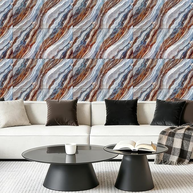 Marble Peel and Stick Backsplash Tile, 11.8" x 11.8" Self-Adhesive Waterproof Wall Panels for Kitchen, Bathroom, Living Room, 30-Pack (Not Real Tile)