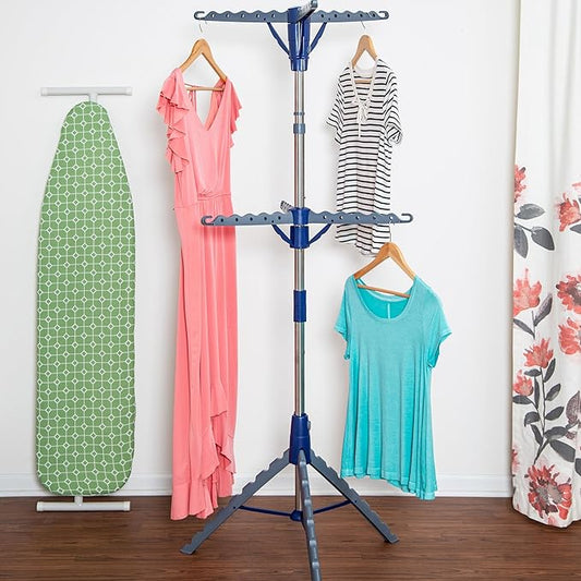 Honey-Can-Do 2-Tier Collapsible Tripod Drying Rack – Space-Saving Foldable Clothes & Laundry Rack, Portable Indoor/Outdoor Stand for Shirts, Towels & Garments