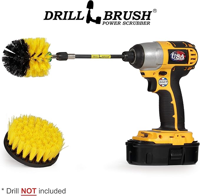 Bathroom Accessories - Cleaning Supplies - Drill Brush - Grout Cleaner - Shower Cleaner - Scrub Brush for Shower - Tile Cleaning Brush - Bathroom Cleaning Tools - Drill Brush Attachment Set - Bathtub