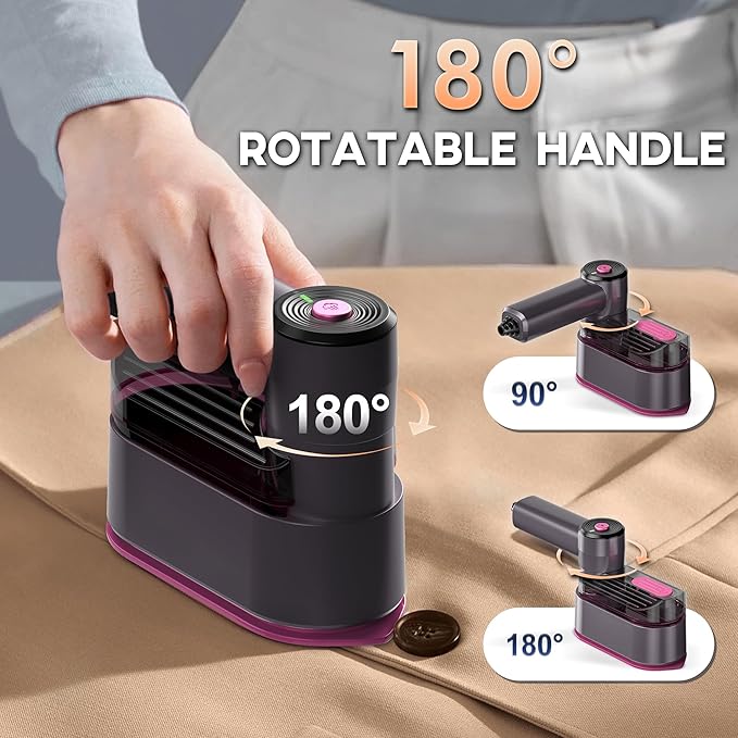 Travel Steamer for Clothes Small Iron - 1000W Portable Steamer & Mini Iron,10s Fast Heat, Handheld Mini Steamer with 8FT Cord, Foldable Handle, Travel, College Dorm & Home Essentials (Purple)