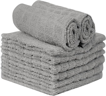 Bumble Dish Cloths (8 Pack) | 12" x 12" | 100% Cotton Kitchen Towels | 406 GSM | Soft, Highly Absorbent & Durable Dish Towels for Kitchen | Gray