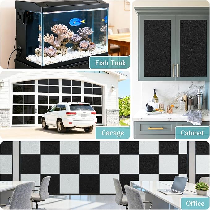 Haton Blackout Window Film Kit, Frosted Privacy Cover for Glass, Sun Light Blocking Black Out Window Tint, Static Cling Room Darkening Heat Control Shades for Home Day and Night, Black 23.6" x 78.7"