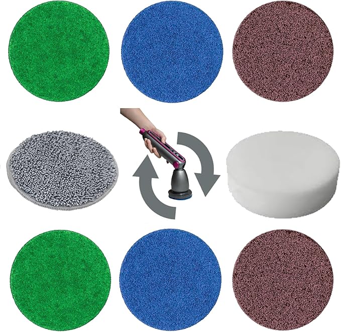 Electric Spin Scrubber Replacement Brush Heads for Cordless Spin Scrubber, 8 Pack Extra Brush Accessories Suitable for TECFUN S1 Pro & L1 Power Scrubber, Cleaning Brush for Tub,Tile,Floor