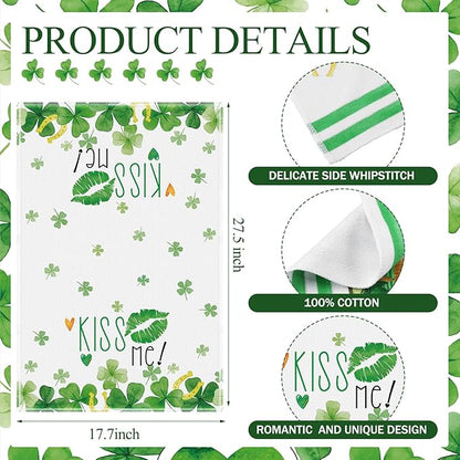 Zubebe 6 Pcs St. Patrick's Day Kitchen Towel Irish Lucky Shamrock Dish Towel Watercolor Gnome Hand Towels Reusable Tea Towel for Holiday Cooking Baking Drying Cleaning Wipes Home Decor, 18 x 28 Inch