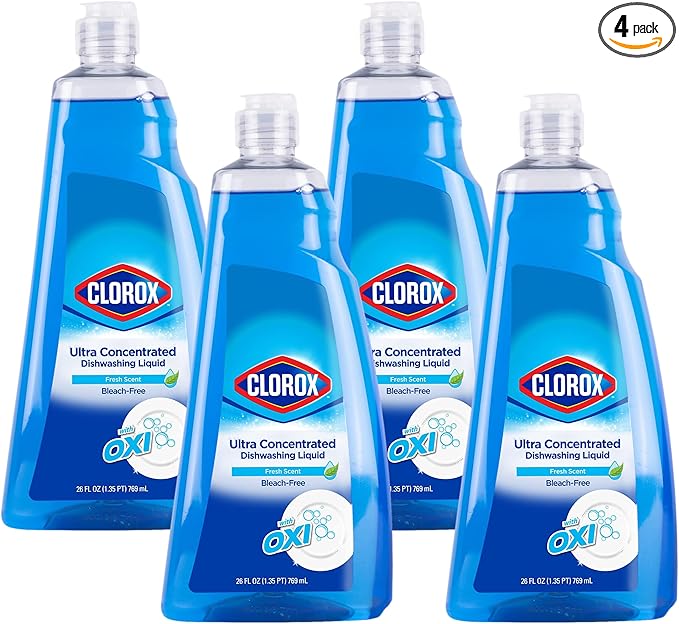 Clorox Ultra Concentrated Dishwashing Liquid Dish Soap with Oxi, Fresh Scent, 26 Fl Oz | Bleach-Free, Powers Through Grease, Perfect for Dish washing and Cleaning Dish Detergent Liquid