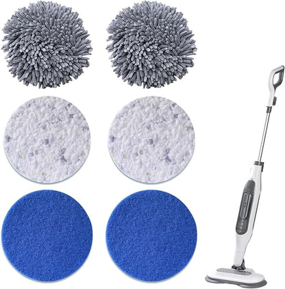 Upgrade S7000 Replacement Steam Mop Pads Kit for Shrak,S8201 S8001 S7001 S7201 S7000AMZ S7005 S7020 S7001C，All-in-One Hard Floor Steam Mop (6, Blue White Grey)