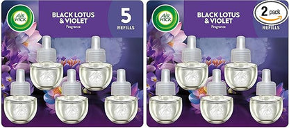 Air Wick Plug In Scented Oil Refill,Infused with Essential Oils,Plug In Air Fresheners for Home,Black Lotus & Violet,(Pack of 10)