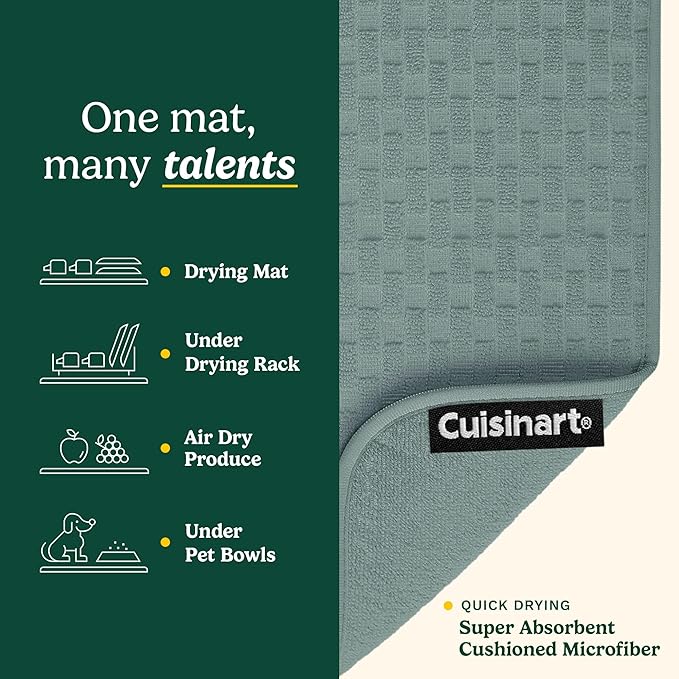 Cuisinart Dish Drying Mats for Kitchen Counter - (2) 18" x 24" Ultra Absorbent Dish Drying Mat XL - Foldable, Machine Washable, Fast Drying Dish Mat (Cascading Check)