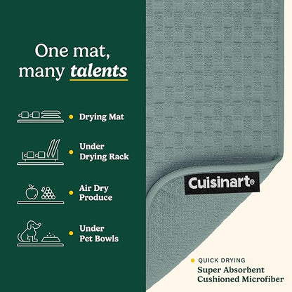 Cuisinart Dish Drying Mats for Kitchen Counter - (2) 18" x 24" Ultra Absorbent Dish Drying Mat XL - Foldable, Machine Washable, Fast Drying Dish Mat (Cascading Check)