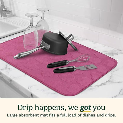 Cuisinart Dish Drying Mats for Kitchen Counter - (2) 18" x 24" Ultra Absorbent Dish Drying Mat XL - Foldable, Machine Washable, Fast Drying Dish Mat