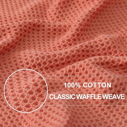 Homaxy 100% Cotton Waffle Weave Kitchen Dish Cloths, Ultra Soft Absorbent Quick Drying Dish Towels, 12 x 12 Inches, 8-Pack, Coral