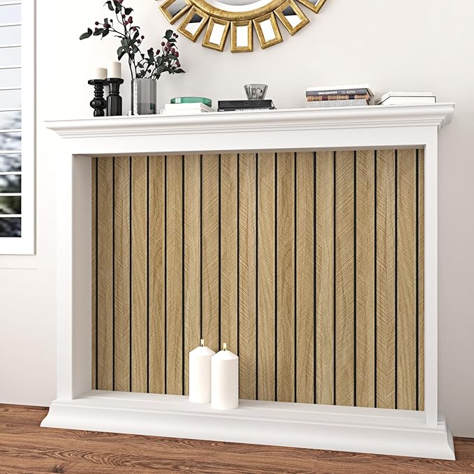 Wallercity Thick Brown Slats Wood Grain Wall Panels 11.7''x118'' Peel and Stick Sound Absorption 3D Wood Panels Vinyl Self Adhesive Waterproof Flexible Wooden Fence for Bedroom Living Room Wall Decor