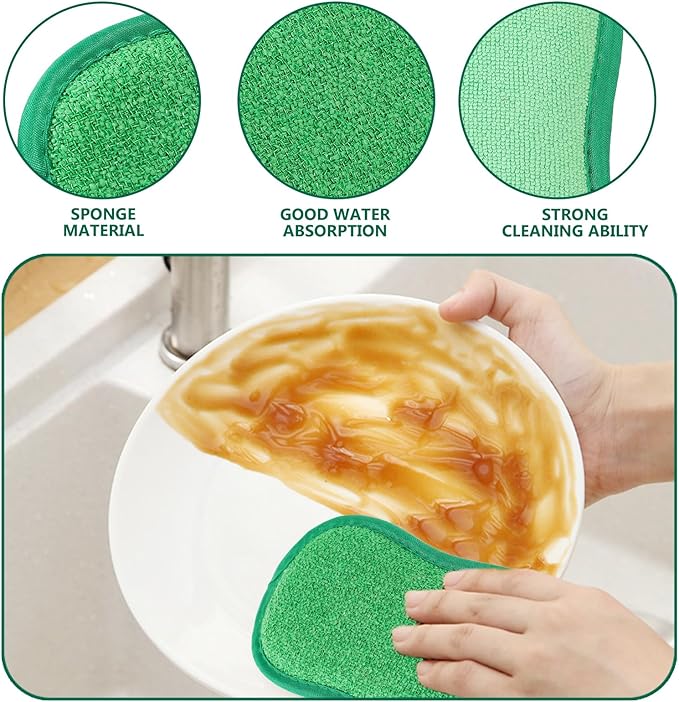 Beaupretty 5-Pack Multi-Function Kitchen Scrub Sponges 6.29 X 3.74 X 0.39 Inch Non-Scratch Dishwashing Sponges for Pots Pans Sink Bathroom Household Cleaning