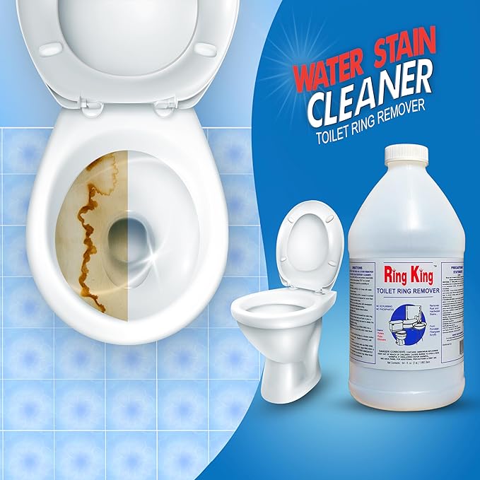 Amazon Brand - Ring King Toilet Bowl Cleaners | Pack Of 6 Toilet Bowl Cleaner Liquid 64oz Fast Acting Bathroom Cleaner For Calcium, Water, Rust, Red Clay & Lime Stains – No Scrubbing