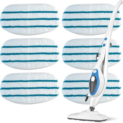 BlueStars 6-Pack Replacement Steam Mop Pads - Compatible for PurSteam ThermaPro 10-in-1 Steam Mop – Washable and Reusable Replacement Pads, Microfiber Pads for ThermaPro 211 10-in-1 Steam Mop Cleaners