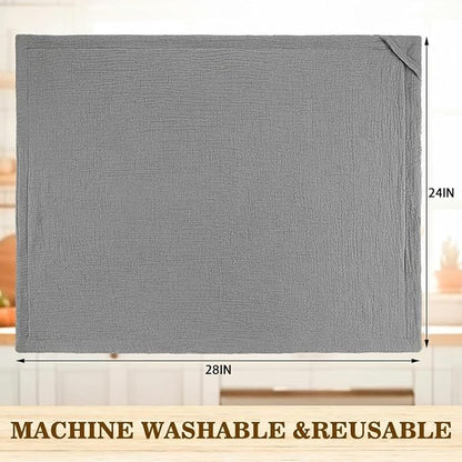 HunnmingRe 2 Pcs Extra Large Dish Drying Mats for Kitchen Counter28 x 24 100% Cotton Gray Pad Thick Highly Absorbent Mats Muslin Gauze Quick Drying Dishes Drainer Pad for Sinks Draining Racks