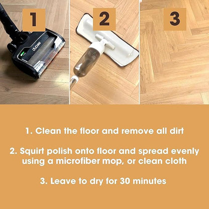 Furniture Clinic Wood Floor Polish | 1700 Sq Ft Coverage | Polishes to a Glossy Finish | Protects Against Stains & Fills Scratches | For All Types of Wood Flooring | 17oz/500ml