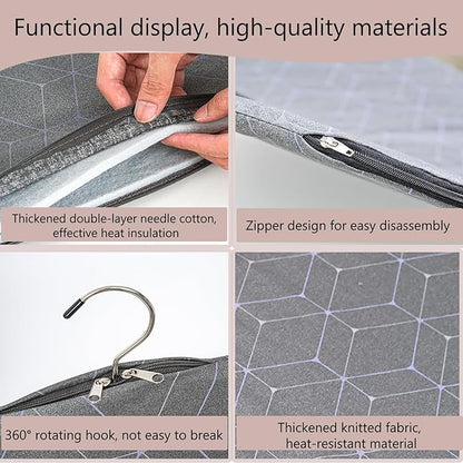 Foldable Hanging Steam Board,Over Door Steamer Mat for Clothes Steaming,360° Rotatable Hook,Heat-Resistant Steam Board Clothes Pad,Clothes Steamer with Stand & Clothing Rack for Steaming
