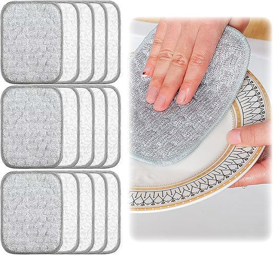 2025 New Multipurpose Wire Dishwashing Rags for Wet and Dry, Reusable Metal Scrubbing Pads Sponge Cloths, Non-Scratch Wire Dishcloth for Cleaning Kitchen Dishes, Sinks (15 Pcs)