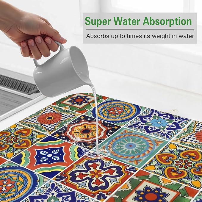 Dish Drying Mat Drainer Pads - Extra Large Microfiber Drying Mats for Dishes Kitchen Counter Super Absorbent Pads for Draining Racks (Brown,18"x24" )