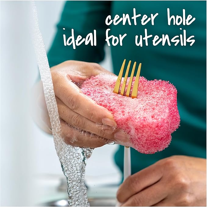 Scotch-Brite Flex Scrub, Pink, Non-Scratch Dish Sponge with Flexible Shape, Non- Scratch,1 Kitchen Sponge