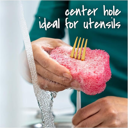 Scotch-Brite Flex Scrub, Pink, Non-Scratch Dish Sponge with Flexible Shape, Non- Scratch,1 Kitchen Sponge