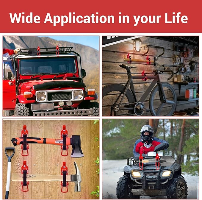 8 Pcs Shovel Mount for Roof Rack, Metal Rubber Clamps, Wall Mounting Brackets, Quick Release Axe Holder Mount Kit, Car Accessories for Roof Rack Truck Boats Military Equipment and Tools