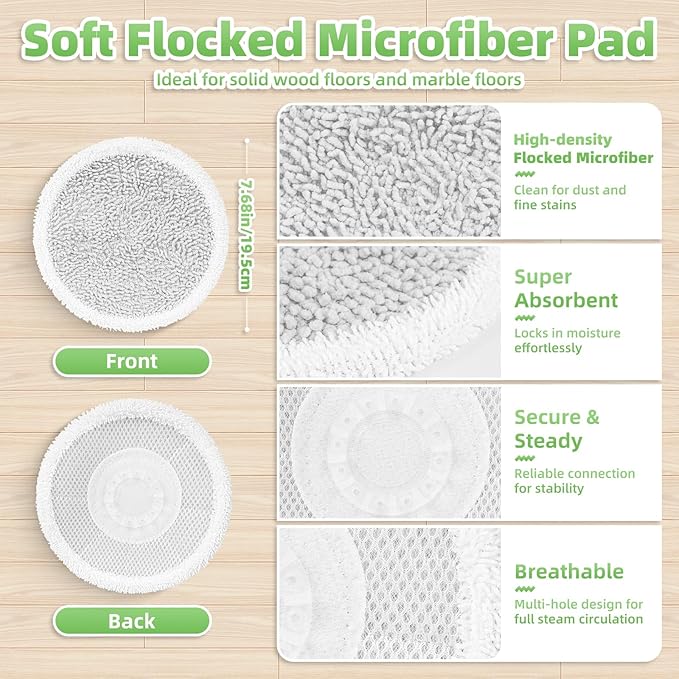 8 Pack Steam Mop Replacement Pads for Shark Steam & Scrub Mop S8201 S8001 S8002BRN S7001 S7201 S7000AMZ S7000 S7020, Dirt Grip Soft Scrub Washable Pads for All Sealed Hard Floors, Part XKITP7000