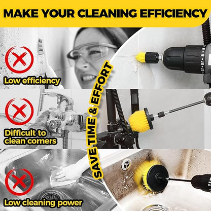 Holikme 6Pack Drill Brush Power Scrubber Cleaning Brush Extended Long Attachment Set All Purpose Drill Scrub Brushes Kit for Grout, Floor, Tub, Shower, Tile, Bathroom，Scrub Brush Green
