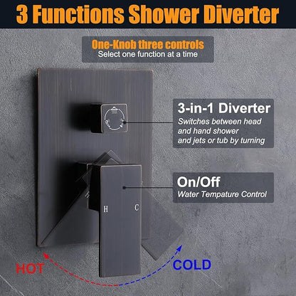Enga Shower Body Spray System, 12 Inch Rain Shower Head System Wall Mounted, All Metal Shower Jets System, Oil Rubbed Bronze