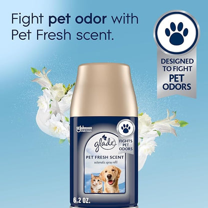 Glade Automatic Spray Refill Starter Kit, Pet Fresh Scent, Scented Air Freshener for Home and Bathroom, 6.2 Oz, 1 Holder + 1 Refill