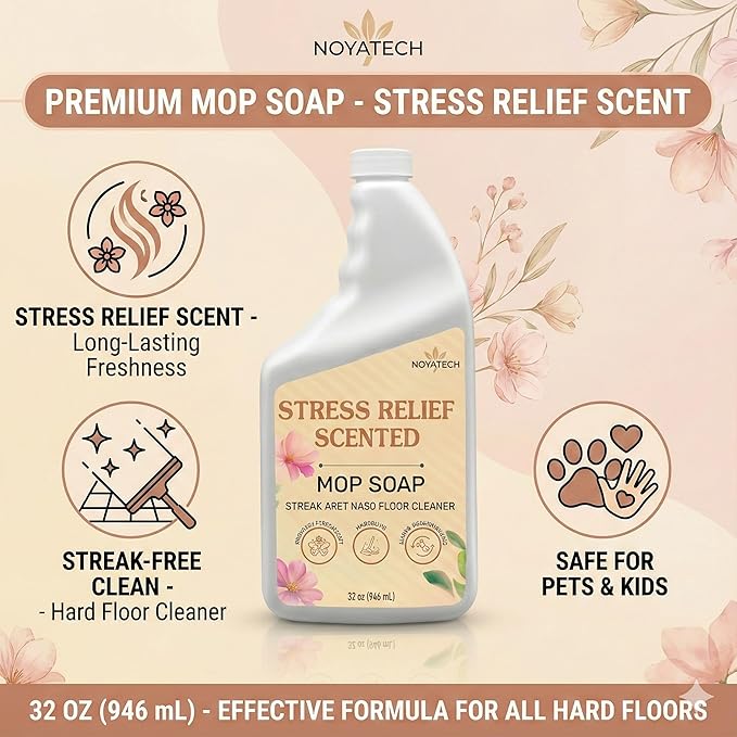 Scented Mop Soap – Stress Relief Aromatherapy Floor Cleaner Concentrate | Non-Toxic, Pet Safe, No Residue | Safe for Hardwood, Tile, Marble, Stone & Grout | All Mop Types | Made in USA