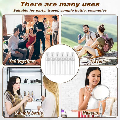 Mozeat Lens 6 PCS 5ml Mini Spray Bottle Plastic Portable Travel Bottle Fine Mist Refillable Mini Perfume Sample Bottles Clear Plastic Spray Bottle Empty for Cleaning Travel Essential Oils