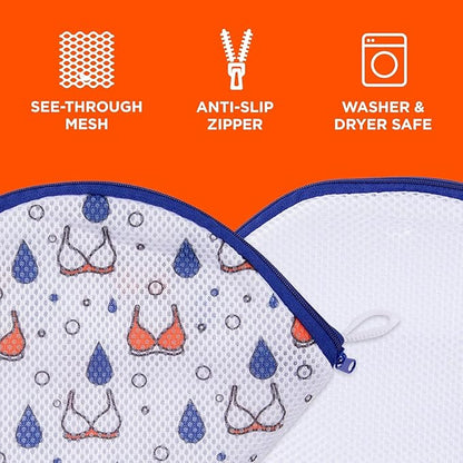 Tide Bra Wash Bag, Mesh Lingerie Laundry Bag for Wash Machine, Holds 1 Bra, Protection from Snagging, Ripping, or Tearing, 2 Pack
